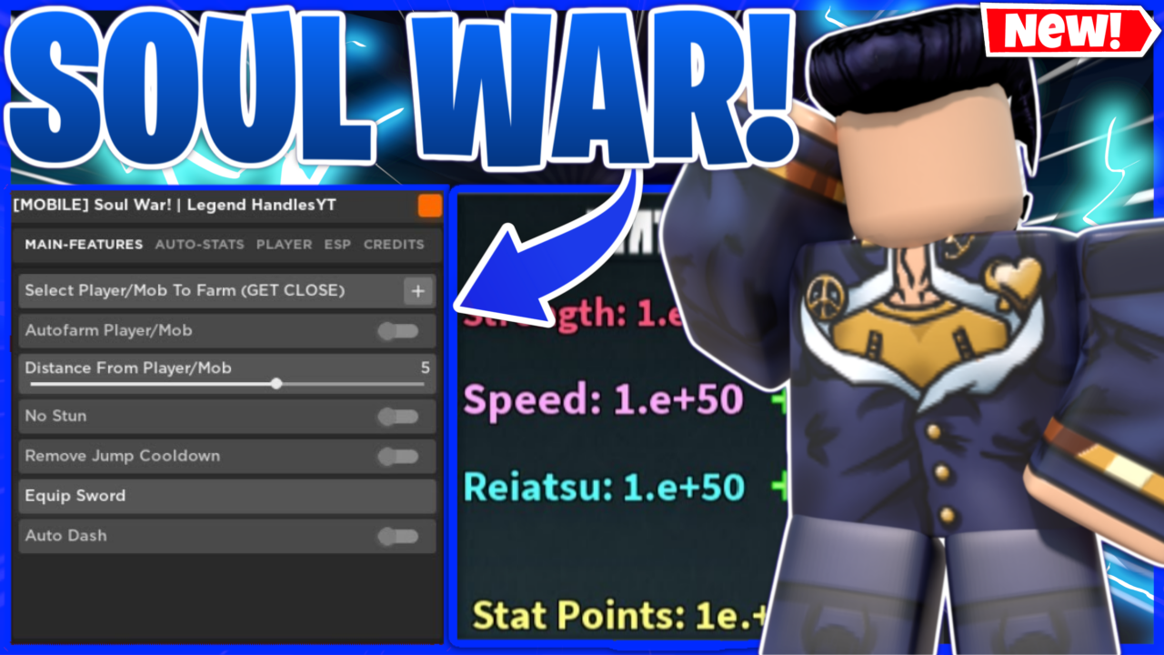 [RELEASE] Soul War! Script GUI PASTEBIN 2023 Auto Farm + Auto Quest & Stats *Soul War Script*